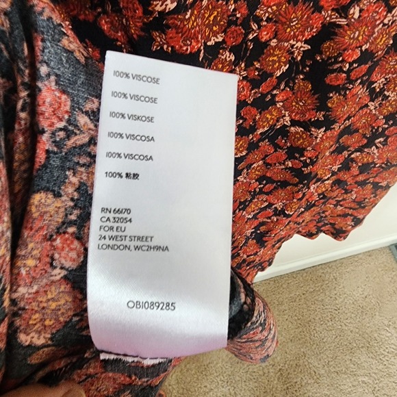 Free People Flower Fields Mini Dress Floral XS Cottagecore Romantic Shabby Boho - Picture 7 of 8